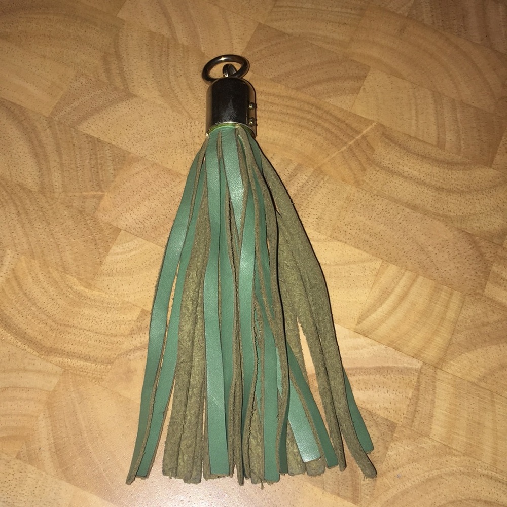 Green Leather Tassel Keychain